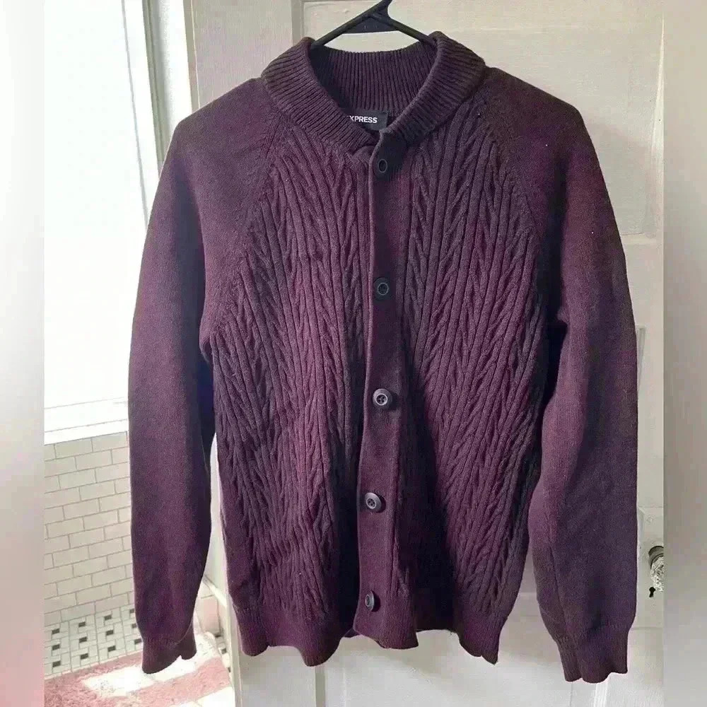 Express brand burgundy knit‎ button down cardigan